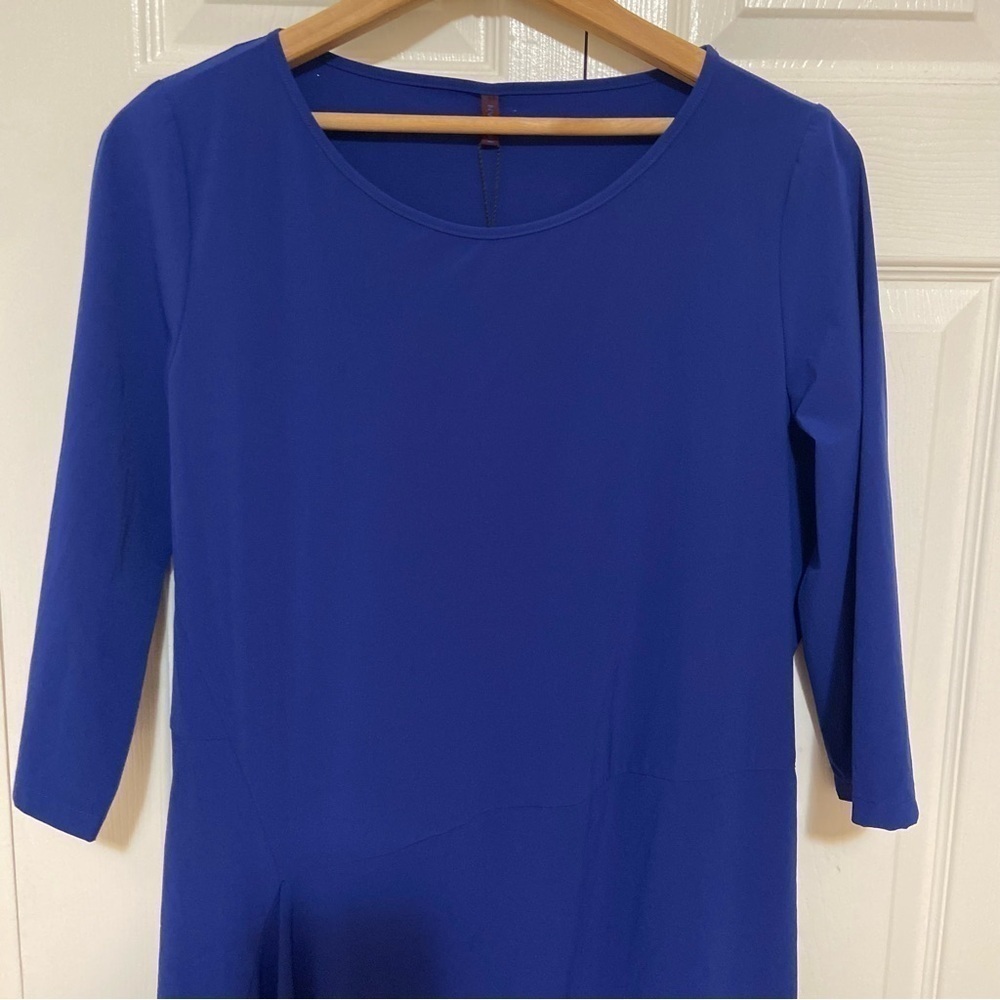 Katharina Hovman NWT Royal Blue 3/4 Sleeve Pleated Midi Maxi Dress Size 8 - Picture 4 of 14